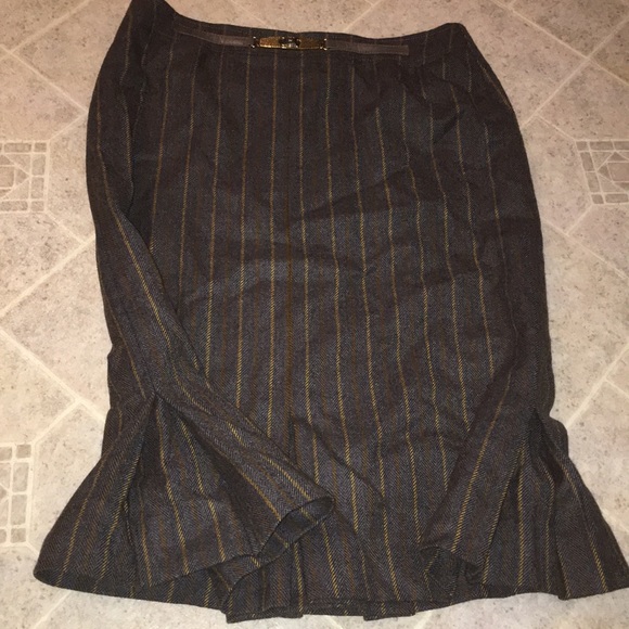 CELINE WOOL LINED KICK PLEAT  WOOL SKIRT - Picture 3 of 8